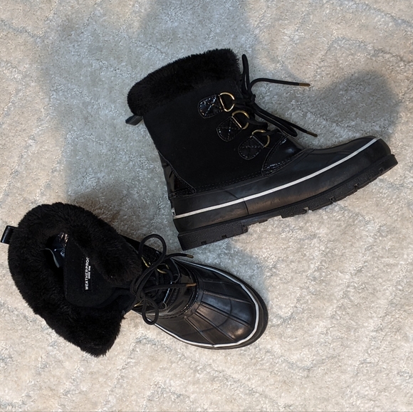 Weatherproof Quaker Black Leather Upper Lace Up Duck Boots, 9 - Picture 4 of 11
